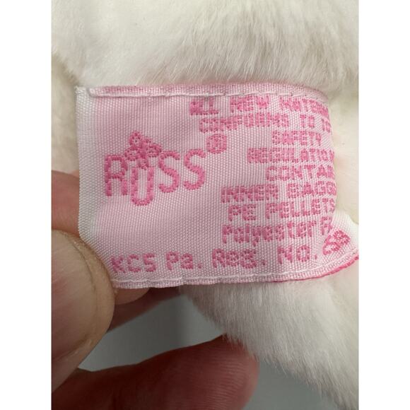 Russ BUNKLES Small White Bunny W/ Embroidered Carrot On Chest Rabbit 7” Plush - Picture 8 of 8